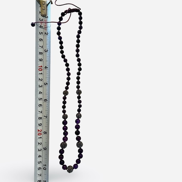 Deep Purple Crystal Beaded Necklace Adjustable Length - Picture 6 of 6